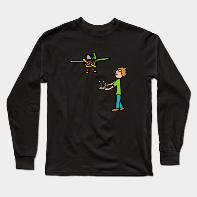 RC Model Airplane Flying Long Sleeve T-Shirt by Mark Ewbie